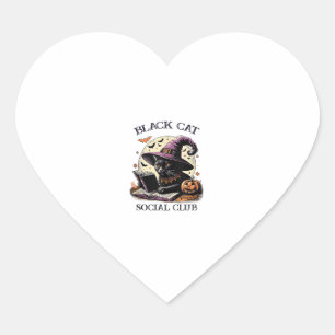 Black Cat Social Club Mythic Halloween Witch Party Heart Sticker