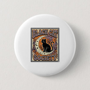 Black Cat Society Cat Black Cat Vintage Vector Art 6 Cm Round Badge