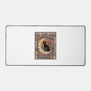 Black Cat Society Cat Black Cat Vintage Vector Art Desk Mat