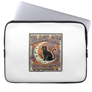 Black Cat Society Cat Black Cat Vintage Vector Art Laptop Sleeve