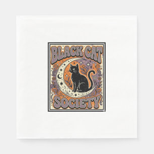 Black Cat Society Cat Black Cat Vintage Vector Art Napkin
