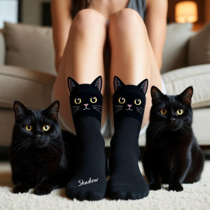 Black Cat Socks Gift for Cat Mum & Cat Dad Lovers