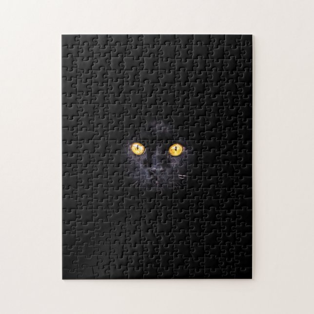 Black Cat Solid Background Difficult  Animal Pet Jigsaw Puzzle (Vertical)