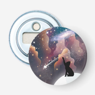 Black Cat Space Shooting Star Bottle Opener