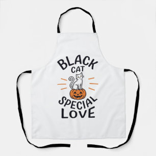 Black Cat Special Love Halloween Cat Vector Design Apron