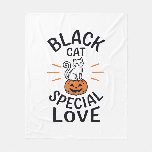 Black Cat Special Love Halloween Cat Vector Design Fleece Blanket (Front)