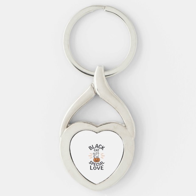 Black Cat Special Love Halloween Cat Vector Design Key Ring (Front)