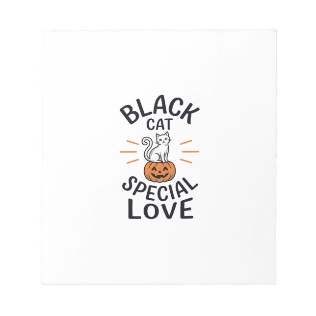 Black Cat Special Love Halloween Cat Vector Design Notepad (Front)
