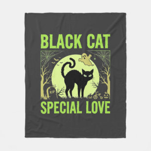 Black Cat Special Love Halloween Graphic Fleece Blanket
