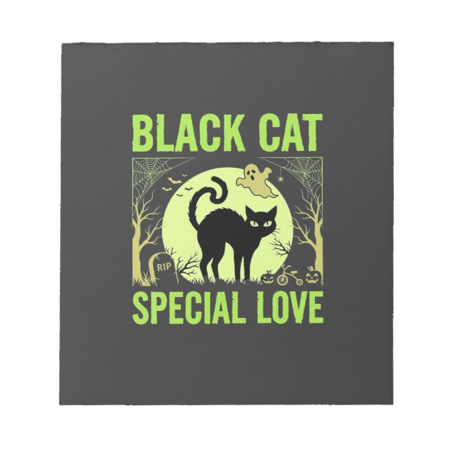 Black Cat Special Love Halloween Graphic Notepad (Front)