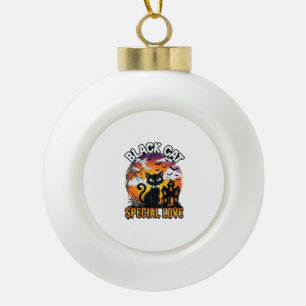 Black Cat Special Love Halloween Haunted House Bat Ceramic Ball Christmas Ornament