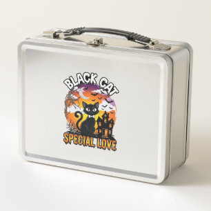 Black Cat Special Love Halloween Haunted House Bat Metal Lunch Box