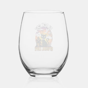 Black Cat Special Love Halloween Haunted House Bat Stemless Wine Glass