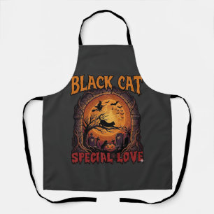 Black Cat Special Love Halloween Moon Witch Pumpki Apron