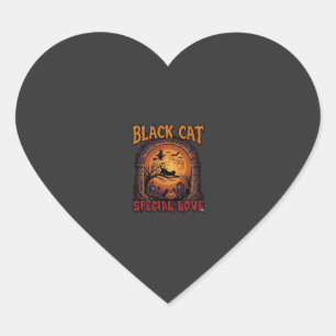 Black Cat Special Love Halloween Moon Witch Pumpki Heart Sticker