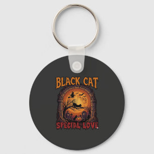 Black Cat Special Love Halloween Moon Witch Pumpki Key Ring