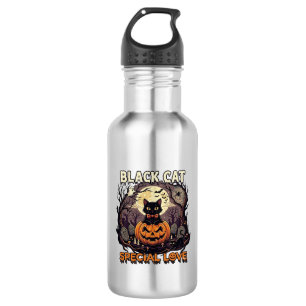 Black Cat Special Love Halloween Pumpkin Full Moon 532 Ml Water Bottle