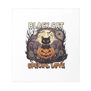 Black Cat Special Love Halloween Pumpkin Full Moon Notepad