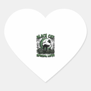 Black Cat Special Love Haloween Crescent Moon Ghos Heart Sticker
