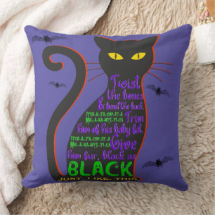 Black Cat Spell Thow Pillow