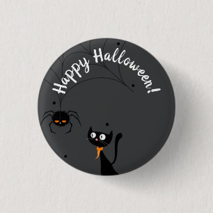 Black Cat & Spider Halloween 3 Cm Round Badge