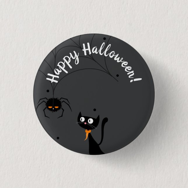 Black Cat & Spider Halloween  3 Cm Round Badge (Front)