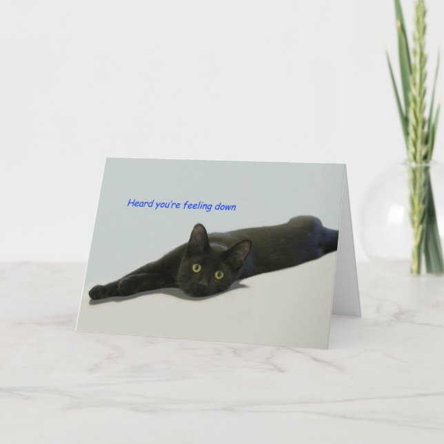 Black Cat Sprawled on Floor Card (Front)