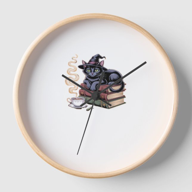 Black Cat Squad Pumpkin Season Classic T-Shirt Clock (Front)