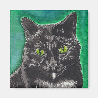 Black Cat Square Magnet