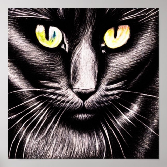 Black Cat Square Poster (Front)