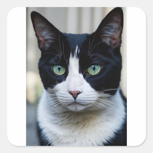 Black cat  square sticker (Front)