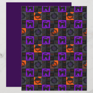 Black Cat Squares Halloween Scrapbook Paper