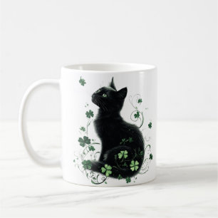 Black Cat St. Patrick’s Day Mug – Lucky Shamrock