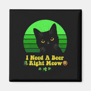 Black Cat St Patricks Day Funny Kitten Lover Shamr Magnet