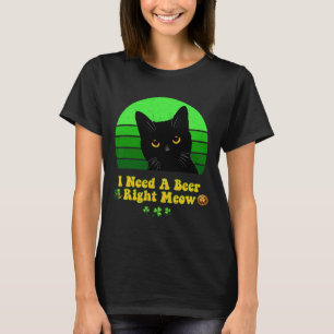 Black Cat St Patricks Day Funny Kitten Lover Shamr T-Shirt