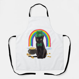 Black Cat St Patricks Day Leprechaun Costume Apron