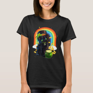 Black Cat St Patricks Day Leprechaun Costume Shamr T-Shirt