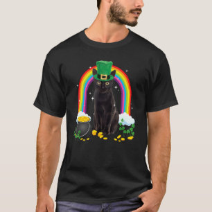 Black Cat St Patricks Day Leprechaun Costume Shamr T-Shirt