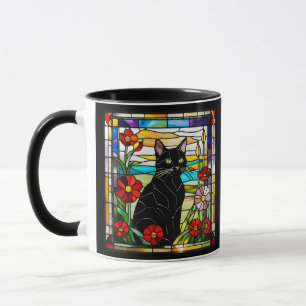 Black Cat Stained Glass Mug