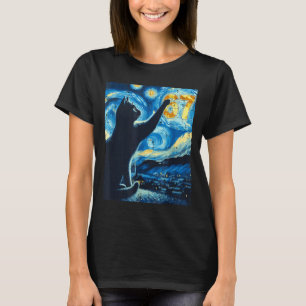 Black Cat Starry Night Van Gogh Cat 67 Six Seven M T-Shirt
