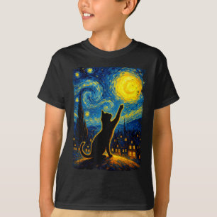 Black Cat Starry Night Van Gogh Cat, Cat Mom, Cat  T-Shirt