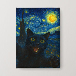 Black Cat Starry Night Van Gogh Cat Selfie