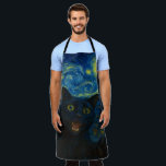 Black Cat Starry Night Van Gogh Cat Selfie  Apron<br><div class="desc">Unleash your inner art lover and feline fanatic with this Black Cat Starry Night Van Gogh Cat Selfie Cat Mum Cat Lover T-Shirt. Featuring a cool black cat snapping a selfie against a swirling Van Gogh-inspired night sky, this tee combines iconic art with quirky modern humour. Whether you're a cat...</div>