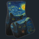 Black Cat Starry Night Van Gogh Cat Selfie  Car Mat<br><div class="desc">Unleash your inner art lover and feline fanatic with this Black Cat Starry Night Van Gogh Cat Selfie Cat Mum Cat Lover T-Shirt. Featuring a cool black cat snapping a selfie against a swirling Van Gogh-inspired night sky, this tee combines iconic art with quirky modern humour. Whether you're a cat...</div>