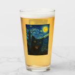 Black Cat Starry Night Van Gogh Cat Selfie  Glass<br><div class="desc">Unleash your inner art lover and feline fanatic with this Black Cat Starry Night Van Gogh Cat Selfie Cat Mum Cat Lover T-Shirt. Featuring a cool black cat snapping a selfie against a swirling Van Gogh-inspired night sky, this tee combines iconic art with quirky modern humour. Whether you're a cat...</div>