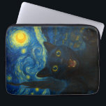 Black Cat Starry Night Van Gogh Cat Selfie  Laptop Sleeve<br><div class="desc">Unleash your inner art lover and feline fanatic with this Black Cat Starry Night Van Gogh Cat Selfie Cat Mum Cat Lover T-Shirt. Featuring a cool black cat snapping a selfie against a swirling Van Gogh-inspired night sky, this tee combines iconic art with quirky modern humour. Whether you're a cat...</div>