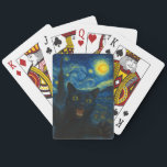 Black Cat Starry Night Van Gogh Cat Selfie  Playing Cards<br><div class="desc">Unleash your inner art lover and feline fanatic with this Black Cat Starry Night Van Gogh Cat Selfie Cat Mum Cat Lover T-Shirt. Featuring a cool black cat snapping a selfie against a swirling Van Gogh-inspired night sky, this tee combines iconic art with quirky modern humour. Whether you're a cat...</div>