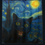 Black Cat Starry Night Van Gogh Cat Selfie  Shower Curtain<br><div class="desc">Unleash your inner art lover and feline fanatic with this Black Cat Starry Night Van Gogh Cat Selfie Cat Mum Cat Lover T-Shirt. Featuring a cool black cat snapping a selfie against a swirling Van Gogh-inspired night sky, this tee combines iconic art with quirky modern humour. Whether you're a cat...</div>