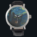 Black Cat Starry Night Van Gogh Cat Selfie  Watch<br><div class="desc">Unleash your inner art lover and feline fanatic with this Black Cat Starry Night Van Gogh Cat Selfie Cat Mum Cat Lover T-Shirt. Featuring a cool black cat snapping a selfie against a swirling Van Gogh-inspired night sky, this tee combines iconic art with quirky modern humour. Whether you're a cat...</div>