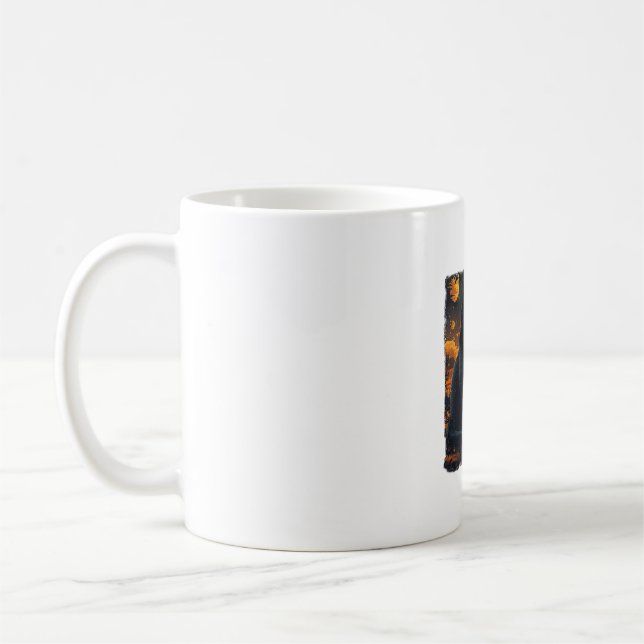 Black Cat Starry Night Van Gogh Pumpkins Bats Hall Coffee Mug (Left)